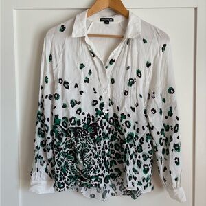 Whistles White and Green Animal Print Shirt
